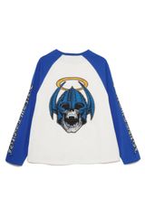 Forget Me Not Skull Embroidery Raglan Long Sleeve Tee 刺繍 ラグラン ロンT 長袖Tシャツ ブルー ホワイト