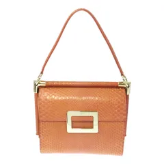 Roger Vivier ロジェヴィヴィエ パイソン カーフ Wフラップ 2WAYハンドバッグ/RBWAKZB82S09S501P1/テラコッタオレンジ/B7【オールシーズン】【♀】【A】【レディース】★■521113【中古】のサムネイル