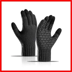 【送料無料 】ダークグレー_S [Trnvco] 手袋 冬 防寒 メンズ ニットグローブ アウトドアグローブ アルパカ・スマホ対応・裏起毛・発泡印刷滑り止め ニ