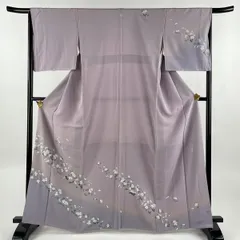 正絹 薄紫色 刺繍 付下げ☆蝶々の洒落紋☆新品、未使用、躾付き、裄65.5】