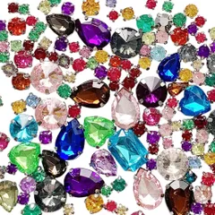 約160個入り アクリルストーン 縫製 ビーズ パーツ カラフル ラインストーン アソートセット DIY手作り素材