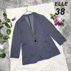 エル ELLE【38】レディース/テーラードジャケット♡ストライプ♡ネイビー系 薄手 クロップド袖 春夏秋 イトキン㈱ 1つボタン ポケット2個 透け感あり