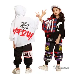 ダンス衣装 ヒップホップ 迷彩パンツ カーゴパンツ フード付き 半袖 HIPHOP練習着 韓国風 子供 子ども ダンスウェア 男の子 キッズ 女の子 JAZZ  vii3u520968
