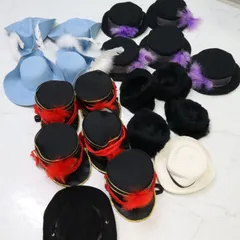 【美品 バレエ衣装 小道具 大量豪華まとめ売り】頭飾り 帽子 兵隊帽子 ロシア帽子 黒羽帽子 等 帽子 20個セット SET アクセサリー類