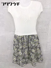 ◇ Apuweiser-riche 切替 花柄 フレンチスリーブ 膝丈 ワンピース サイズ1 アイボリー ブラウン系 レディース 【中古】 【1002801092443】