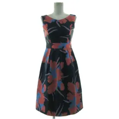 ダイアグラム グレースコンチネンタル Diagram GRACE CONTINENTAL ノースリーブワンピース フォーマル セレモニー ミディ丈 日本製 半光沢 総柄 ネイビー系 紺系 ピンクレッド パープル系 ブルー系 青系 36