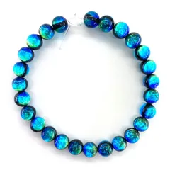 Sea drop 光る ホタルガラス ケラママリン8mm 半連 25玉 約20cmビーズ 蓄光 とんぼ玉 [019htt-08]