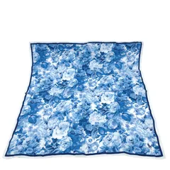 POLO RALPH LAUREN　ポロ ラルフ ローレン 　大判ハンカチ　ブルー系　花　フラワー　ロゴ　コットン