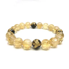 10mm 四神獣金彫オニキス×シトリン パワーストーン ブレスレット天然石 運気上昇 開運 幸運 恋愛運 お守り 青龍 白虎 玄武 朱雀 メンズ・レディース 男性・女性 数珠ブレス 開運 ■