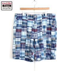 90s J.CREW 巨人タグ ハーフパンツ パッチワーク マドラス チェック