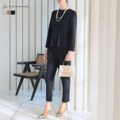 スーツ レディース セットアップ パンツ フォーマル セレモニースーツ オケージョン オフィス トップス タック ペプラム 20代 30代 入学式 卒業式 同窓会 haremode 123529