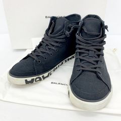 BALENCIAGA バレンシアガ 506367 W0701 1000 キャンバス スニーカー ハイカット ロゴソール メンズ サイズ42 ブラック シューズ DF16178■