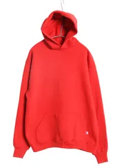 【お得なクーポン配布中!】 90s USA製 ラッセル 無地 スウェット フード パーカー メンズ レディース XL オールド プルオーバー トレーナー ブランク 大きいサイズ 赤