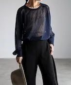 シアーメッシュクルーネックプルオーバー