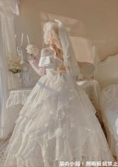 新品未使用 lolita  豪華姫系ワンピース 豪華フルセット 撮影会 舞台演出 推し活 ハロウィン 仮装 可愛 レトロ風 オリジナル jsk ロリータ ワンピース  美しい刺繍 LO-158