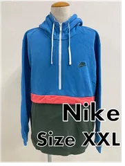 NIKE　ナイキ　パーカー　プルオーバー　スウェット　ビックサイズ　青　刺繍　2XL
