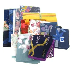 紅型 藍染め他 ハンカチ 12点セット 未使用 和柄 ブランド まとめて 大量 小物 レディース