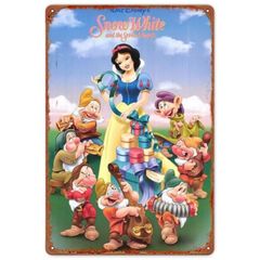 【852】新品 レトロ ブリキ看板 ★ Disney's Snow White ★ 白雪姫 7人の小人たち ディズニー Disney アメリカン雑貨 ガレージ フェンス ヴィンテージ