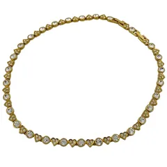 スワロフスキー SWAROVSKI ラインストーン デザイン ネックレス ラウンド ハートモチーフ ネックレス GP ゴールド レディース 【中古】