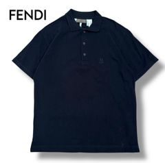 FENDI フェンディ ポロシャツ メンズM 46 ブルー 刺繍ロゴ イタリア製