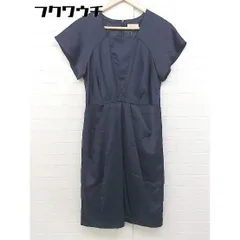 ◇ CROLLA クローラ バックジップ フレンチスリーブ 膝丈 ワンピース サイズ36 ネイビー レディース  【中古】 【1107160008378】のサムネイル