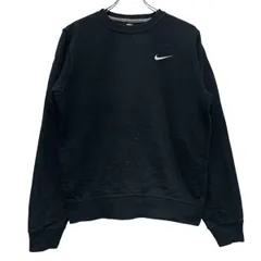 NIKE ロゴスウェット トレーナー S ブラック ナイキ スウッシュ クルーネック 裏起毛 古着卸 アメリカ仕入 a708-5592