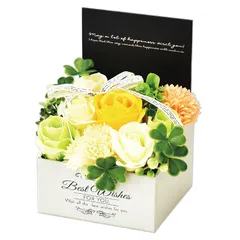 ポピー名古屋 ソープフラワー シャボンフラワー 造花 ギフト プレゼント 9輪ブーケ バラ ボックス 約12cm MK-008 オレンジ 0