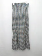 ◇ natural couture ナチュラルクチュール チェック ロング マーメイド スカート サイズM ブルー オレンジ系 レディース P  【1405230003347】