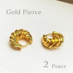 レディース フープ ピアス ツイスト ゴールド イヤリング メッキ イヤーカフ コロネモチーフ ギフトセット付
