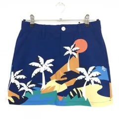 【新品】パーリーゲイツ スカート ネイビー×マルチカラー ヤシの木柄 ロゴ刺しゅう レディース 1(M) ゴルフウェア PEARLY GATES
