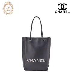 CHANEL シャネル ミニトートバッグ エッセンシャル ロゴマーク ラムスキン 黒 シルバー金具 チャーム ハンドバッグ ブランド【中古】【送料無料】