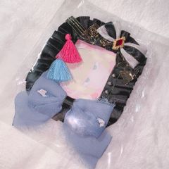 硬質ケースデコ 黒 痛ロゼット トレカケース