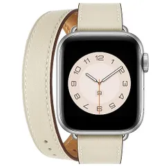 二重巻き型 アイボリーホワイト+シルバーバックル_384041mm コンパチブル アップルウォッチ バンド コンパチブル apple watch バンド レディース レザー 本革 2重巻き 細い iWatch Series 987654321SESE2全機種対