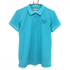 【超美品】ビームスゴルフ 半袖ポロシャツ ブルーグリーン 襟裏ロゴ  レディース L ゴルフウェア 2023年モデル BEAMS GOLF