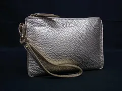 ■美品■ COLE HAAN コールハーン レザー ストラップ付き メタリック ポーチ マルチケース 小物入れ レディース ゴールド系 DG8479