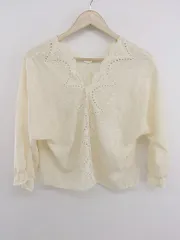 ◇ ROPE PICNIC デザインレース Vネック 八分袖 ブラウス カットソー サイズ38 ライトベージュ系 レディース P  【1304200022794】