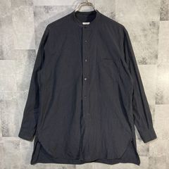 日本製 COMOLI コモリ 長袖 バンドカラー ロング シャツ ネイビー 2