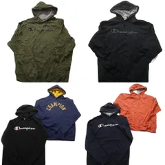 古着卸 まとめ売り チャンピオン Champion パーカー 6枚セット (メンズ M ) アーチロゴ ビッグロゴ 単色 ネイビー 紺 中古 古着 NB4726