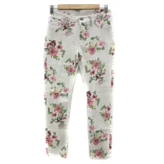 ローリーズファーム LOWRYS FARM スキニーパンツ ロング丈 花柄 M マルチカラー 白 ホワイト /YS15 ■MO