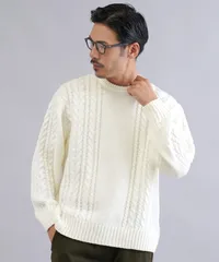 新品 未使用 JIGGYS SHOP(ジギーズショップ)ケーブルクルーニット 217550 ホワイトのサムネイル