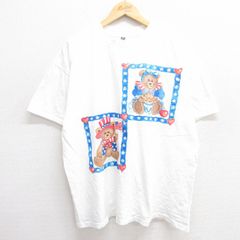 XL/古着 半袖 ビンテージ Tシャツ メンズ 90s クマ テディベア 大きいサイズ コットン クルーネック 白 ホワイト 25may21 中古