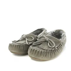 エミュー emu Australia Amity Fringe モカシン シューズ スエード フリンジ W7 24cm グレー /TK ■OF