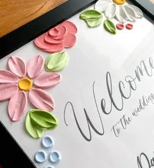 1点限り　𖣰 お試し価格 𖣰  ウェルカムボード　ブーケ　結婚式　テクスチャーアート