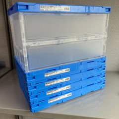 ASKUL アスクル 現場のチカラ 軽量薄型折りたたみコンテナ 50L ふたなし ブルー 5個 1セット