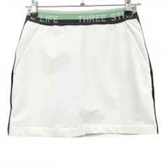 【超美品】アディダス スカート 白×グリーン 凹凸裏起毛 ウエストゴム 内側インナーパンツ レディース S ゴルフウェア adidas