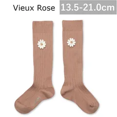 【新品・未使用】collegien(コレジアン)  Valentine Ribbed Knee-high Socks with Daisy 【Vieux Rose】 デイジーリブニーハイソックス 【2980】