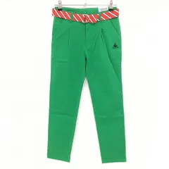 【美品】ルコックゴルフ ストレッチパンツ グリーン×レッドベルト ロゴ刺しゅう レディース 9 ゴルフウェア le coq sportifのサムネイル