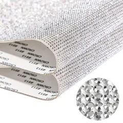 ラインストーンシール 自己粘着 デコシール クリスタル 2枚セット 大判 DIY キラキラ装飾 NYANDELMO (ホワイトシルバー6号, 12×20CM) [ホワイトシルバー6号] [12×20CM]