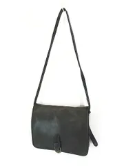 雑貨 古着 60-70s USA製 OLD COACH 本革 レザー フラップ ショルダー バッグ 黒 中型 古着 
