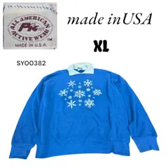 USA製古着プリントスウェットトレーナーXLブルー SY00382